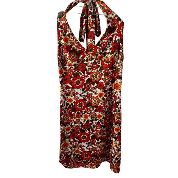H&M Retro Floral Halter Dress – 70s Style‎ Psychedelic Print - Picture 2 of 12
